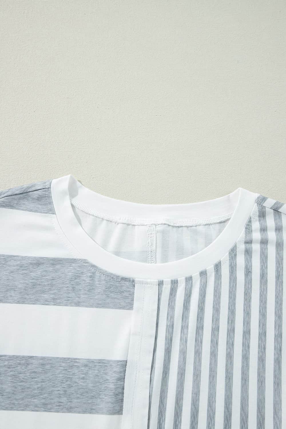 Stripe Mixed Short Sleeve Shift Mini Tee Dress