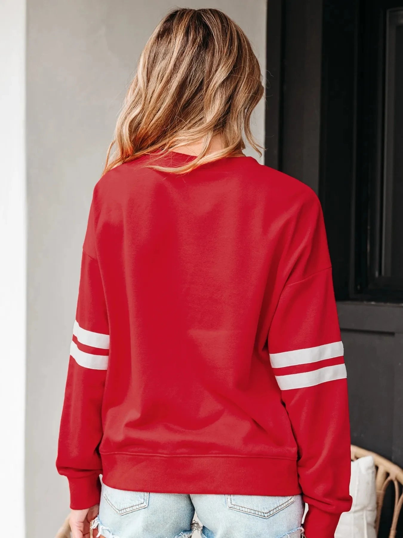 Stripe Round Neck Long Sleeve Sweatshirt