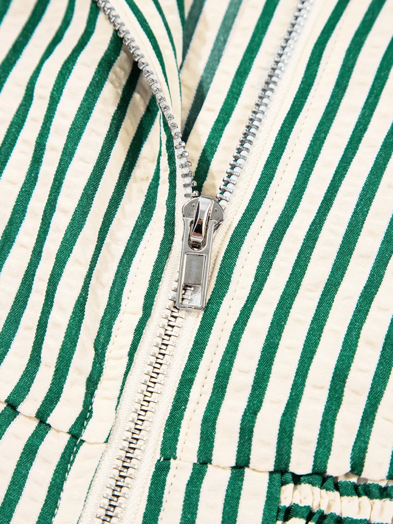 Stripe V Neck Zip Front Cinched High Waist Midi Dress