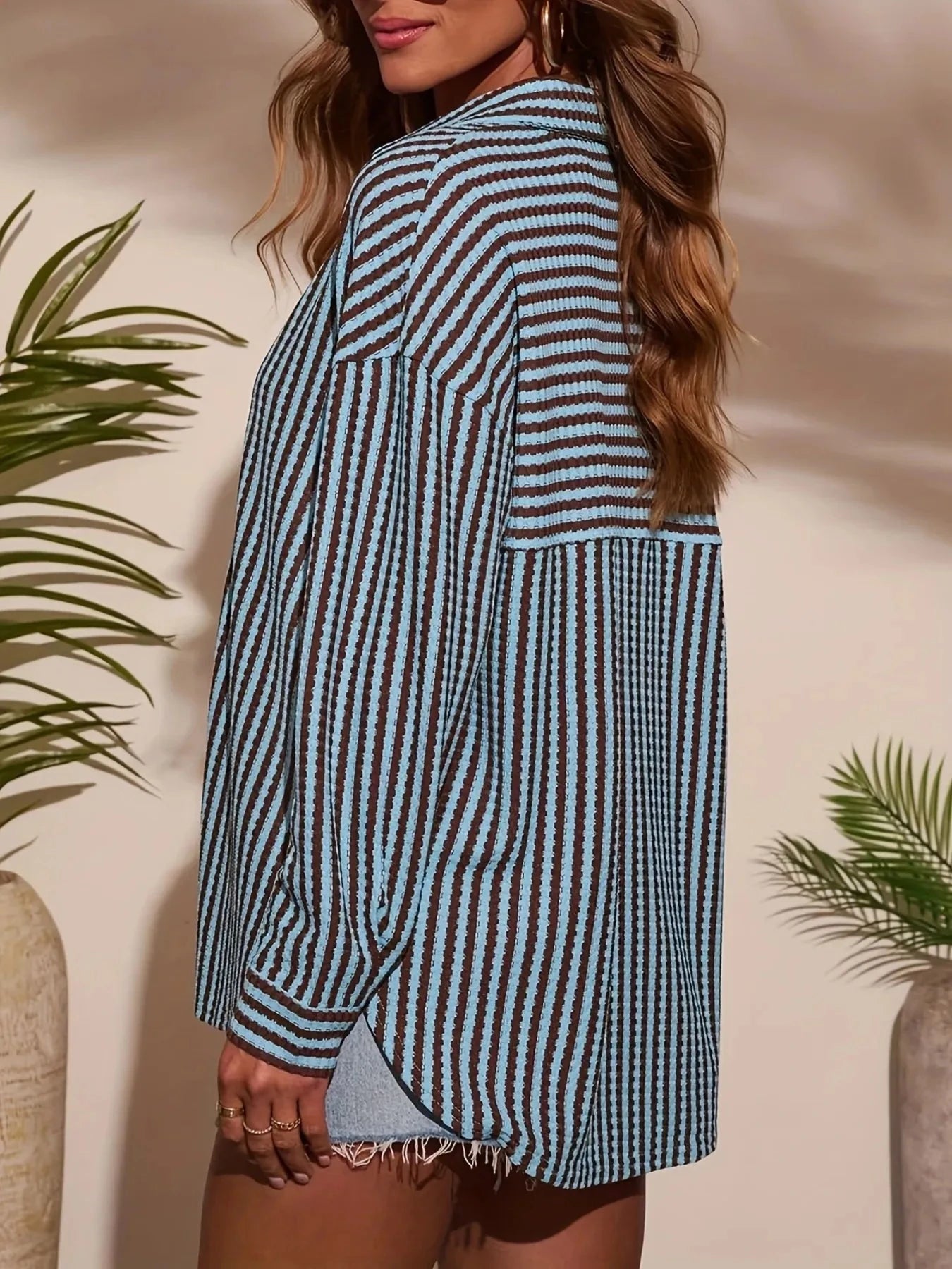 Striped Button-Down Casual Shirt