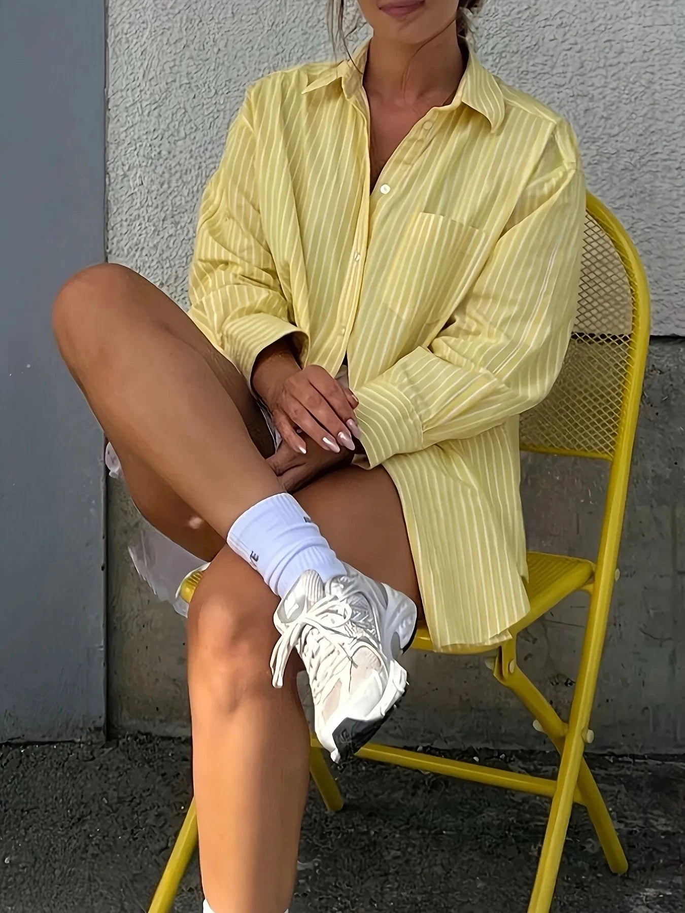 Striped Button-Down Shirt Yellow / S