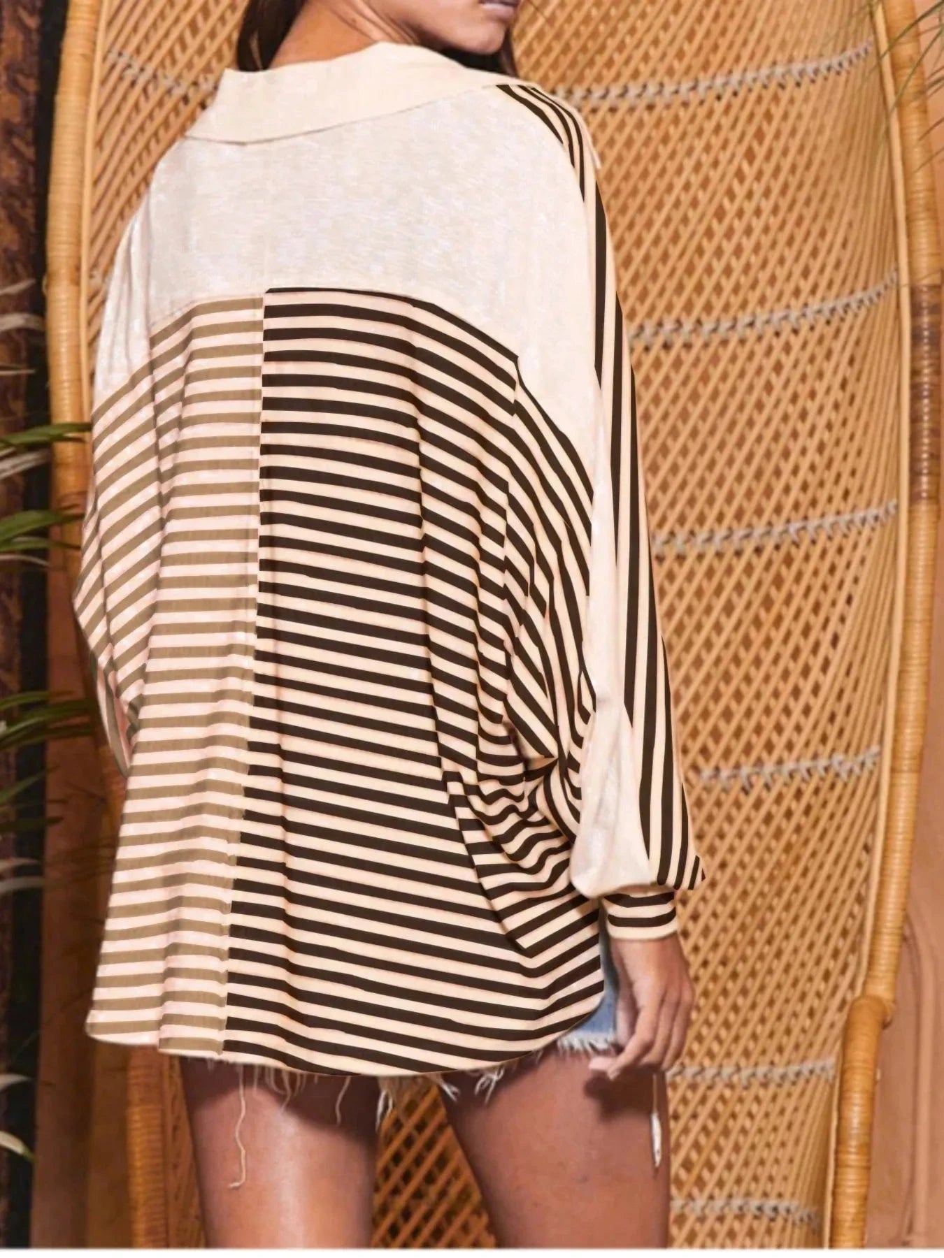 Striped Button Front Casual Top