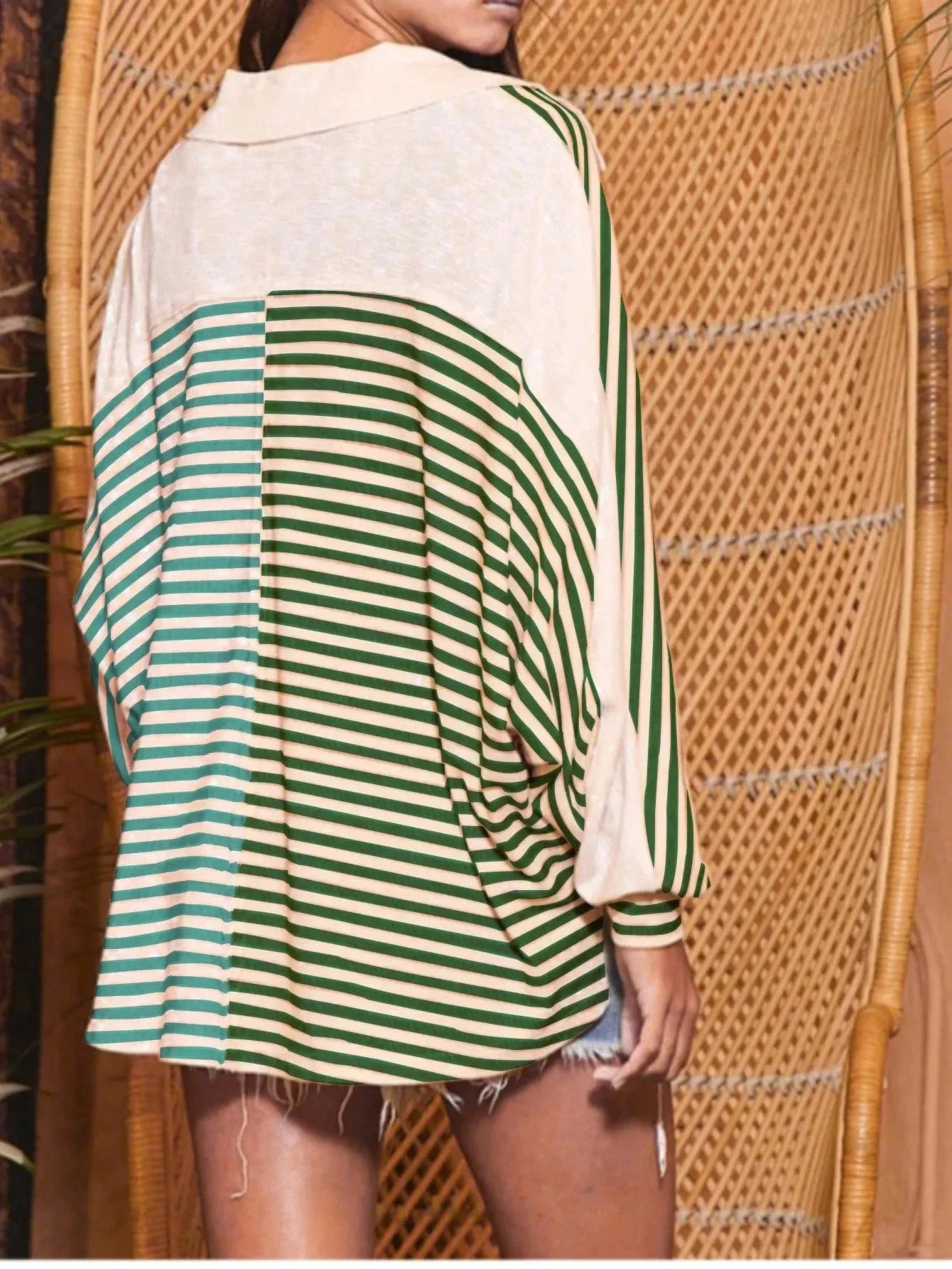 Striped Button Front Casual Top