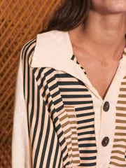 Striped Button Front Casual Top