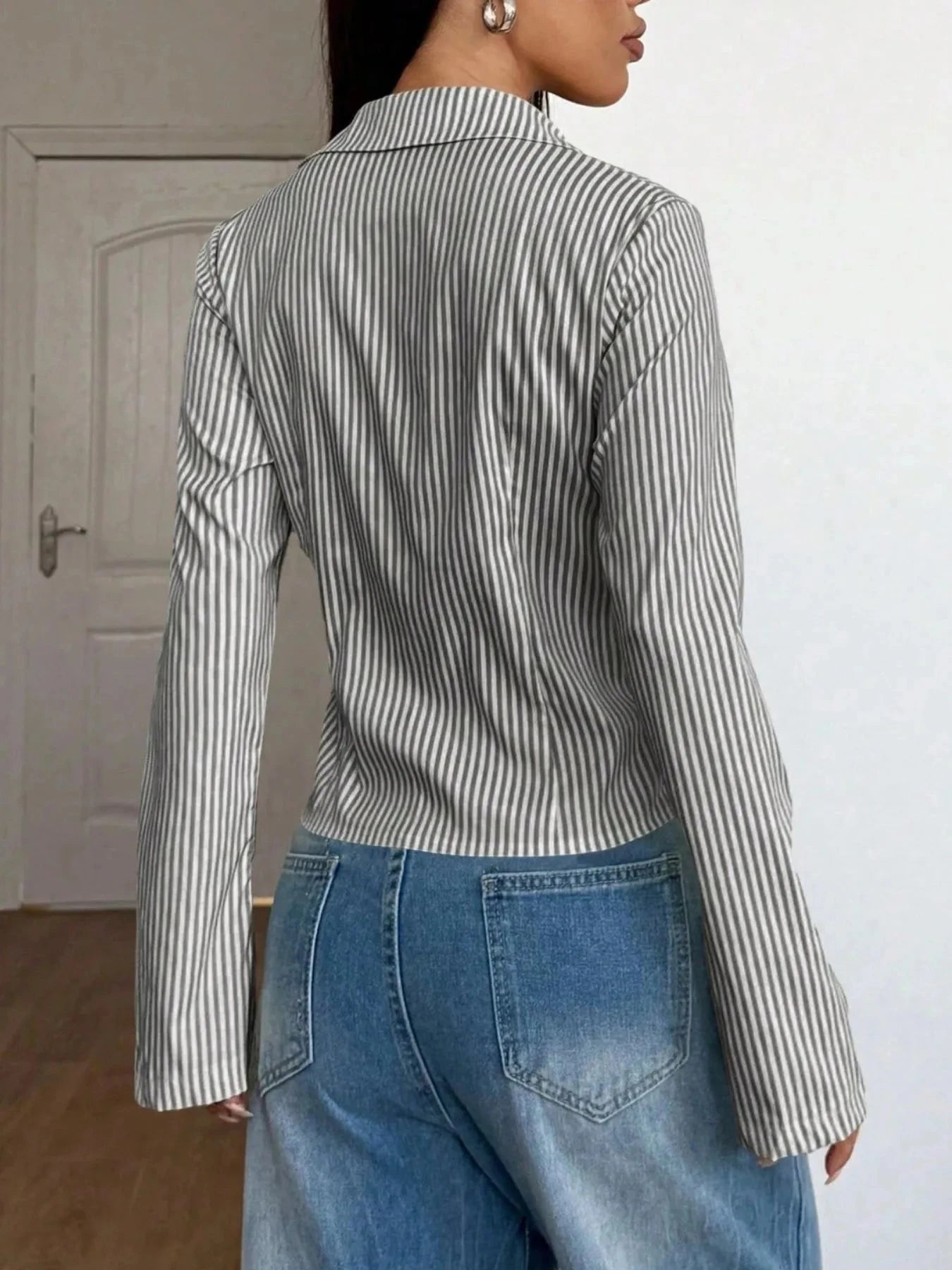 Striped Button Up Long Sleeve Shirt