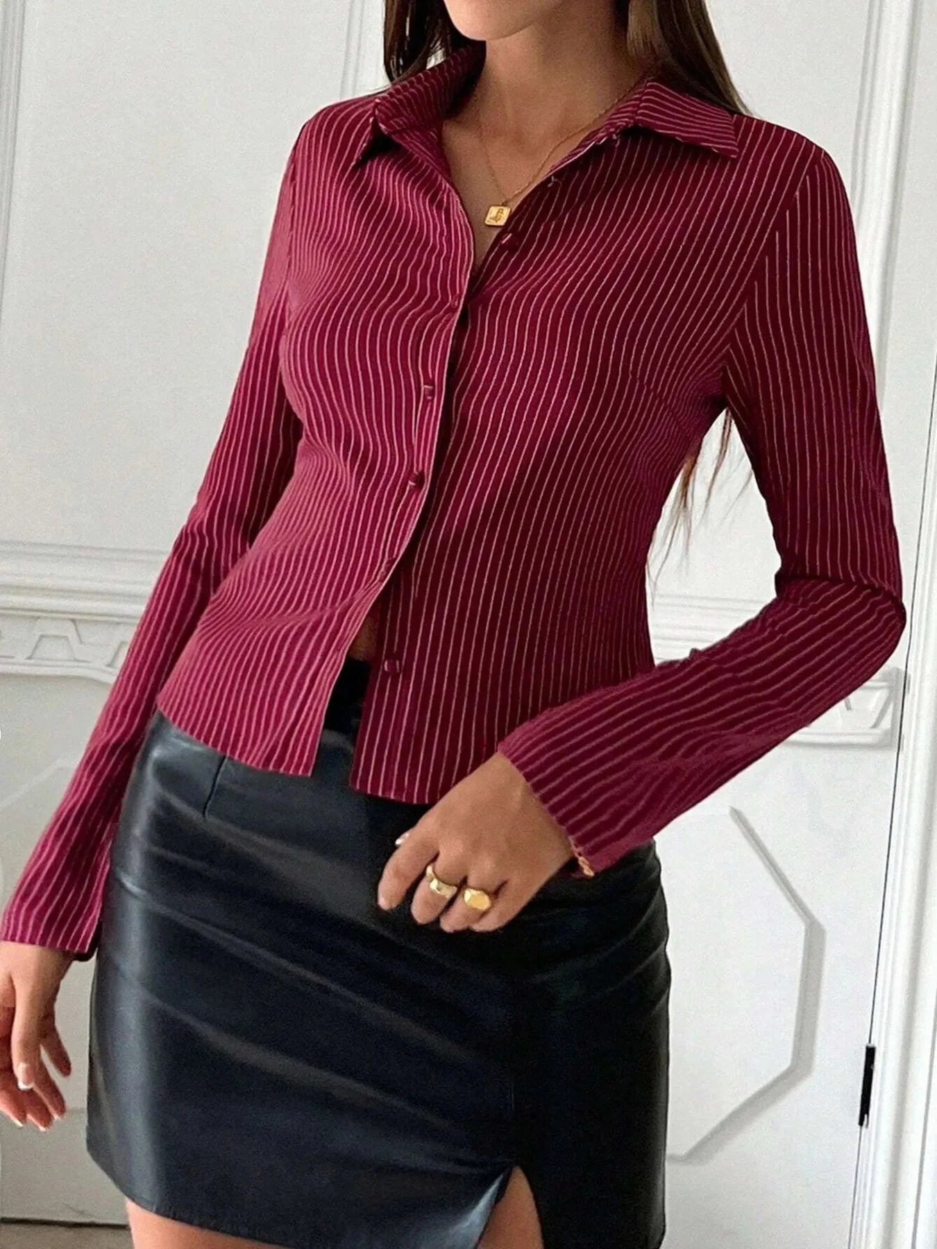 Striped Button Up Long Sleeve Shirt