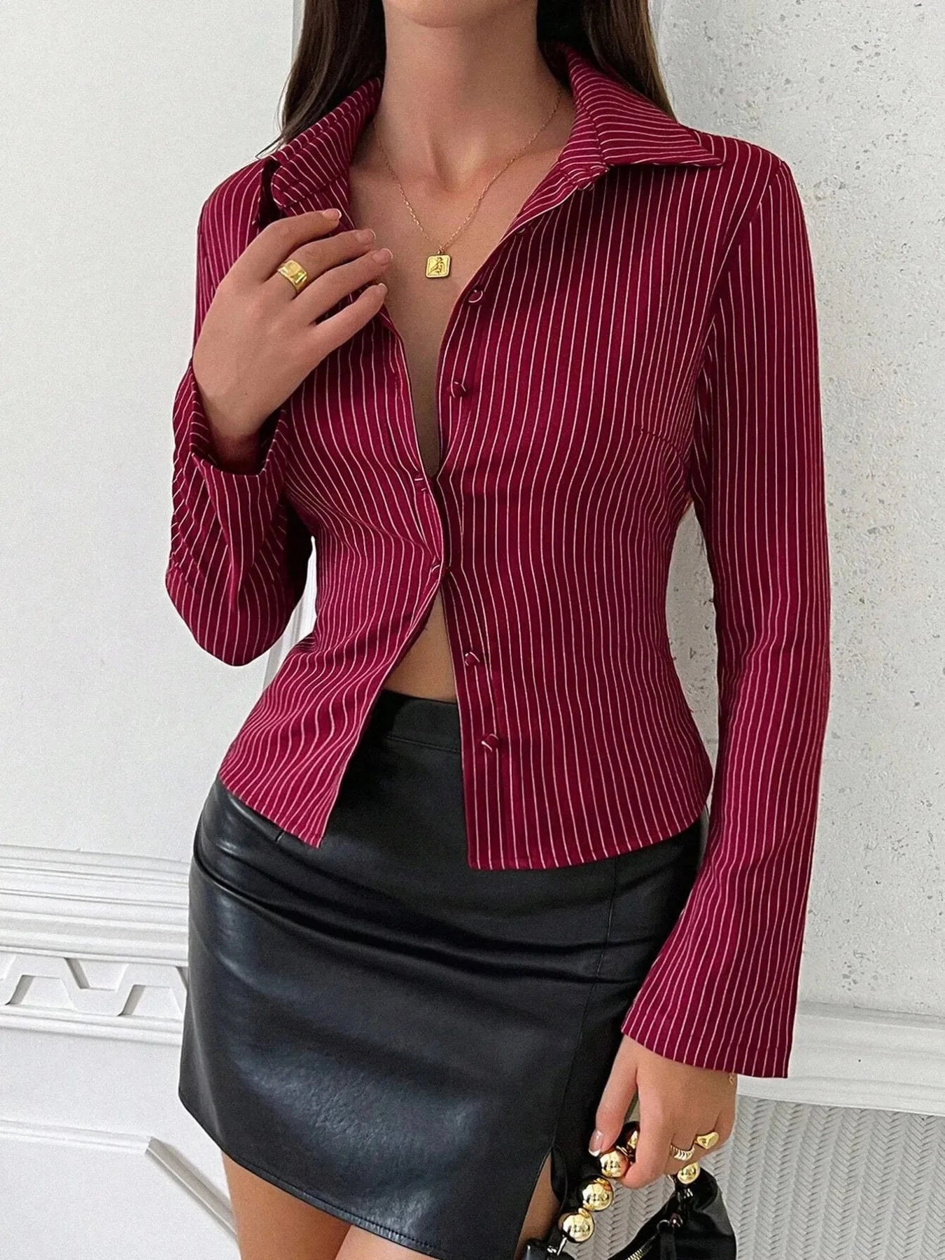 Striped Button Up Long Sleeve Shirt