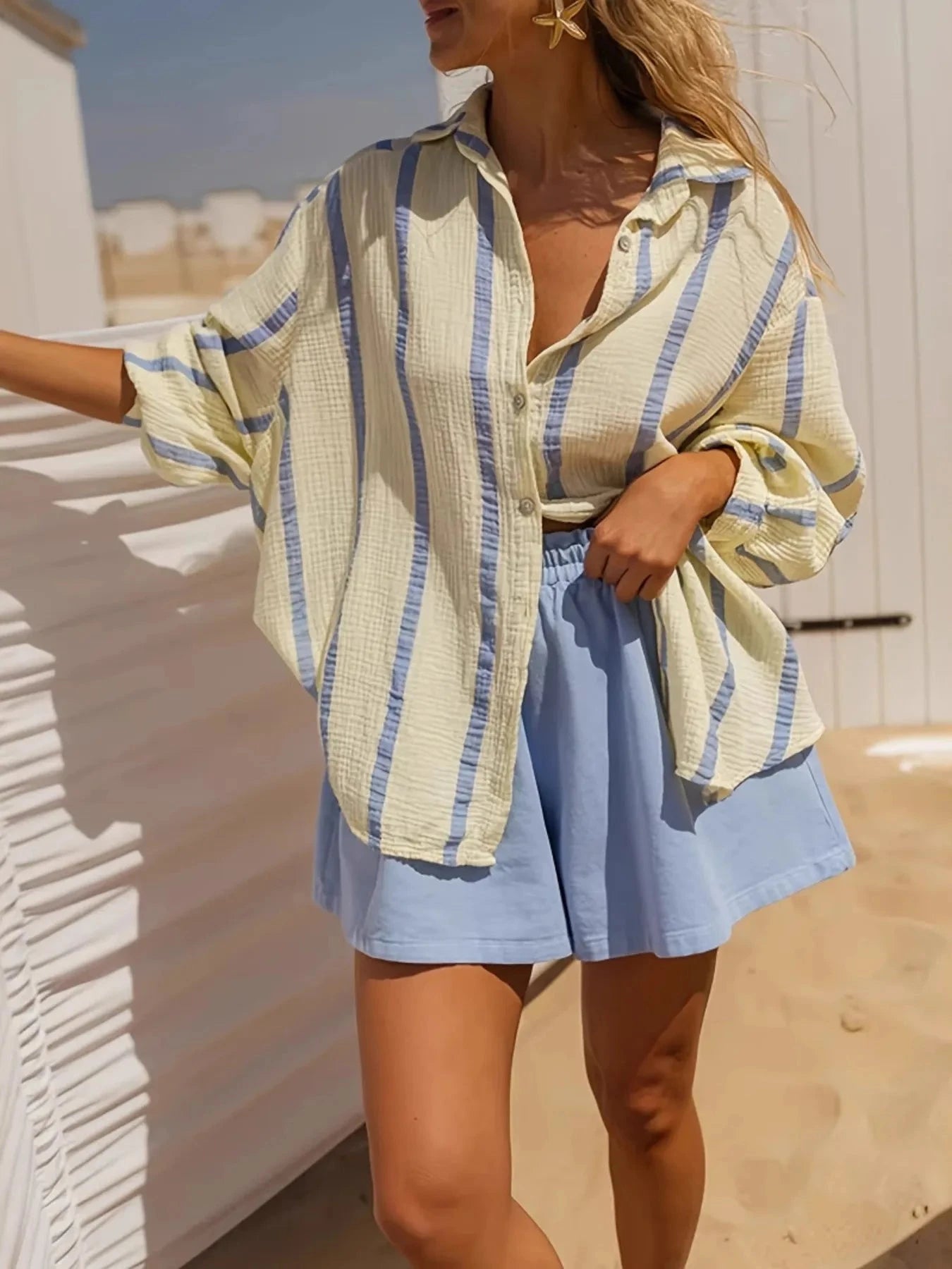 Striped Button Up Long Sleeve Shirt