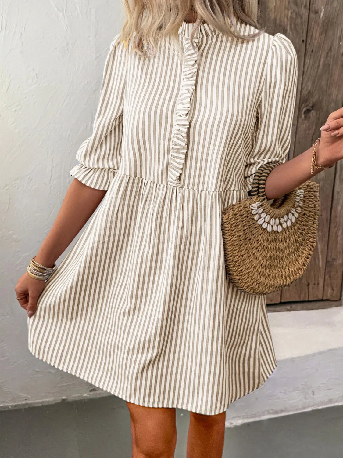 Striped Half Sleeve Dress
