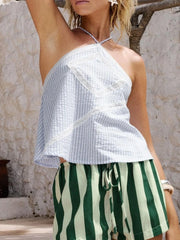 Striped Halter Neck Cami