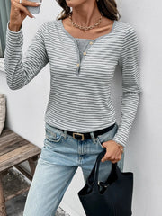 Striped Long Sleeve Casual T-Shirt