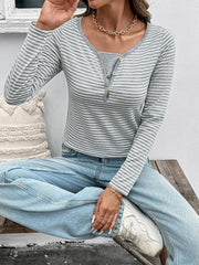 Striped Long Sleeve Casual T-Shirt