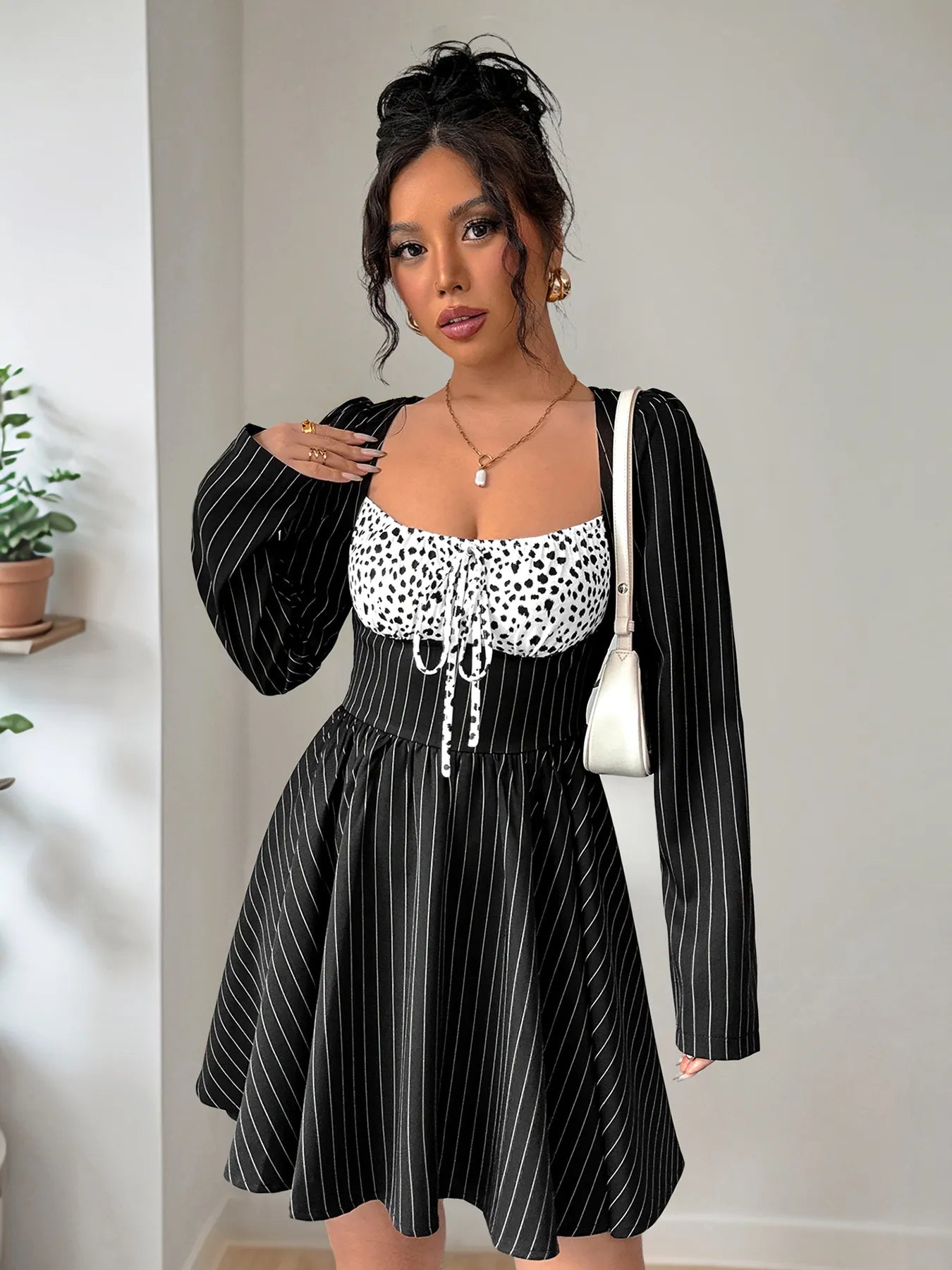 Striped Long Sleeve Mini Dress