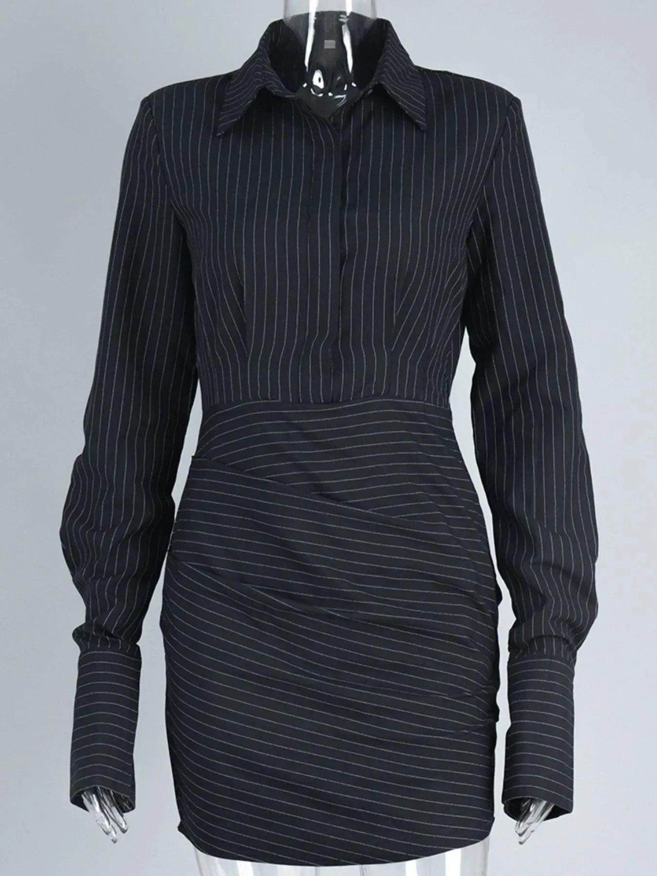 Striped Long Sleeve Shirt Dress