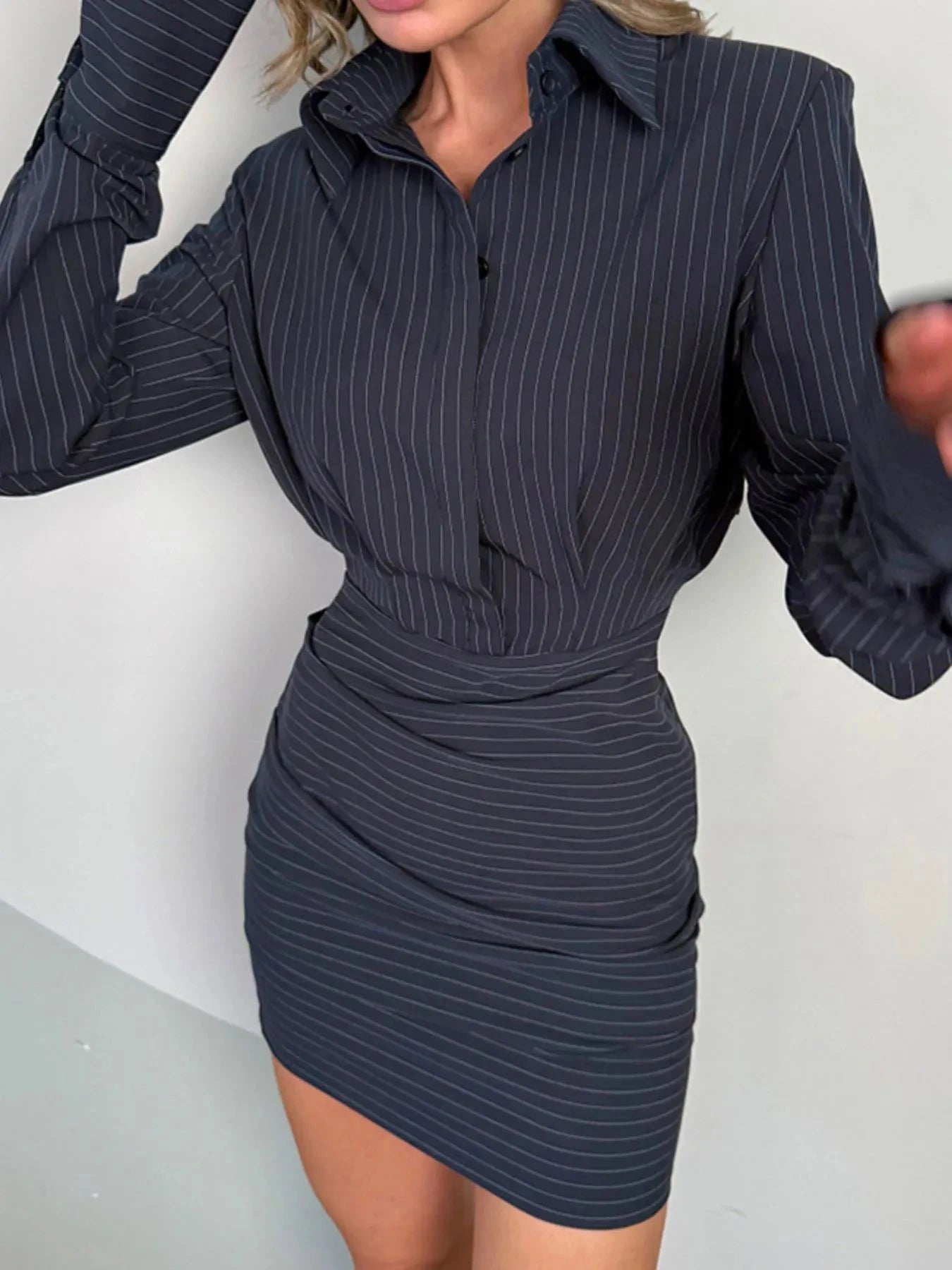 Striped Long Sleeve Shirt Dress