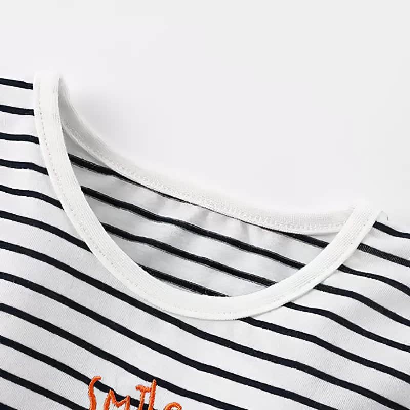 Striped Long-Sleeve T-Shirt with Unicorn and Rainbow Applique