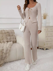 Striped Long Sleeve Top and Pants Set