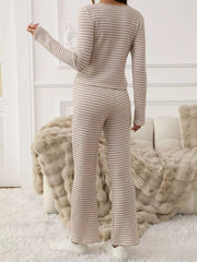 Striped Long Sleeve Top and Pants Set