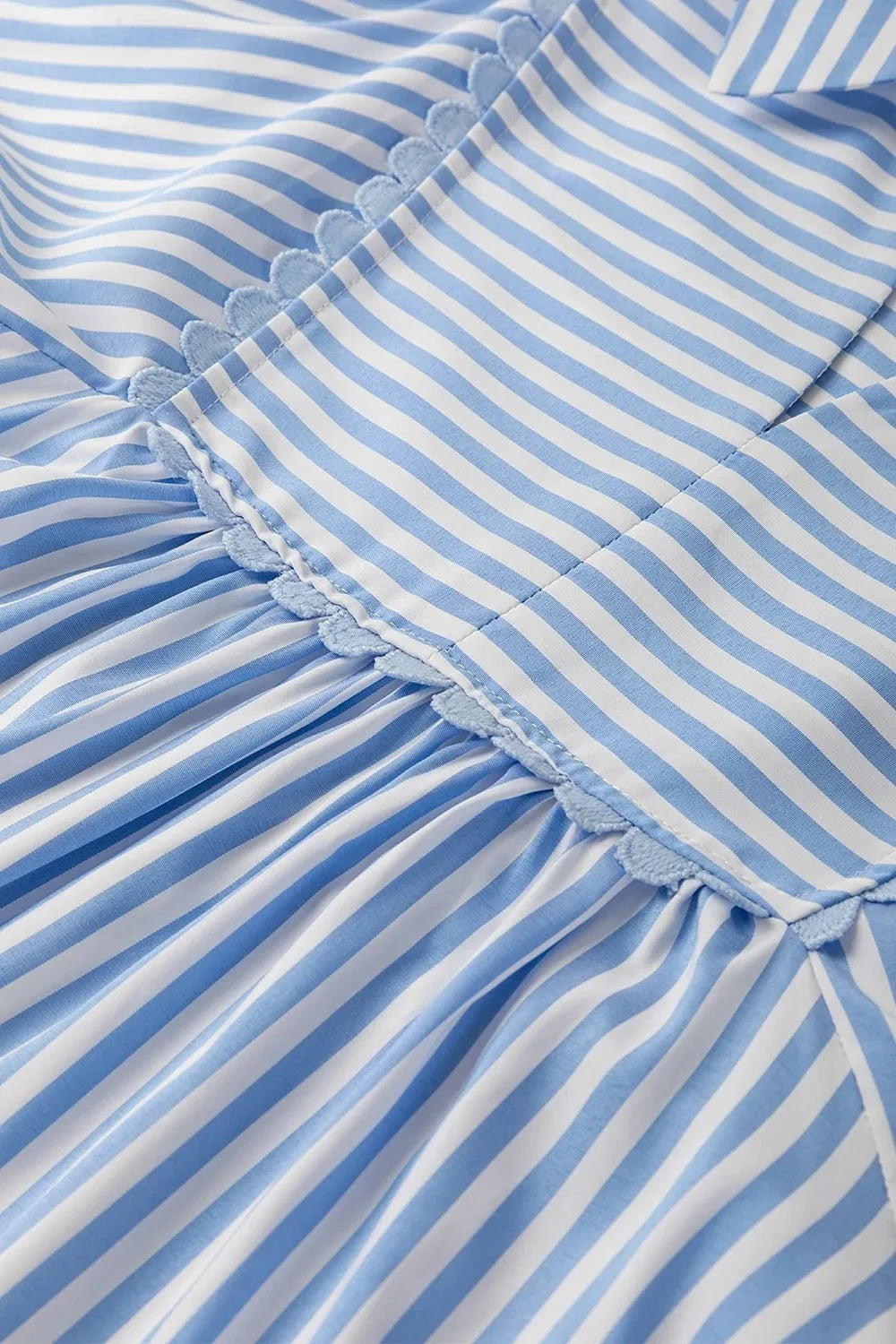 Striped Notched 3/4 Sleeve Blouse