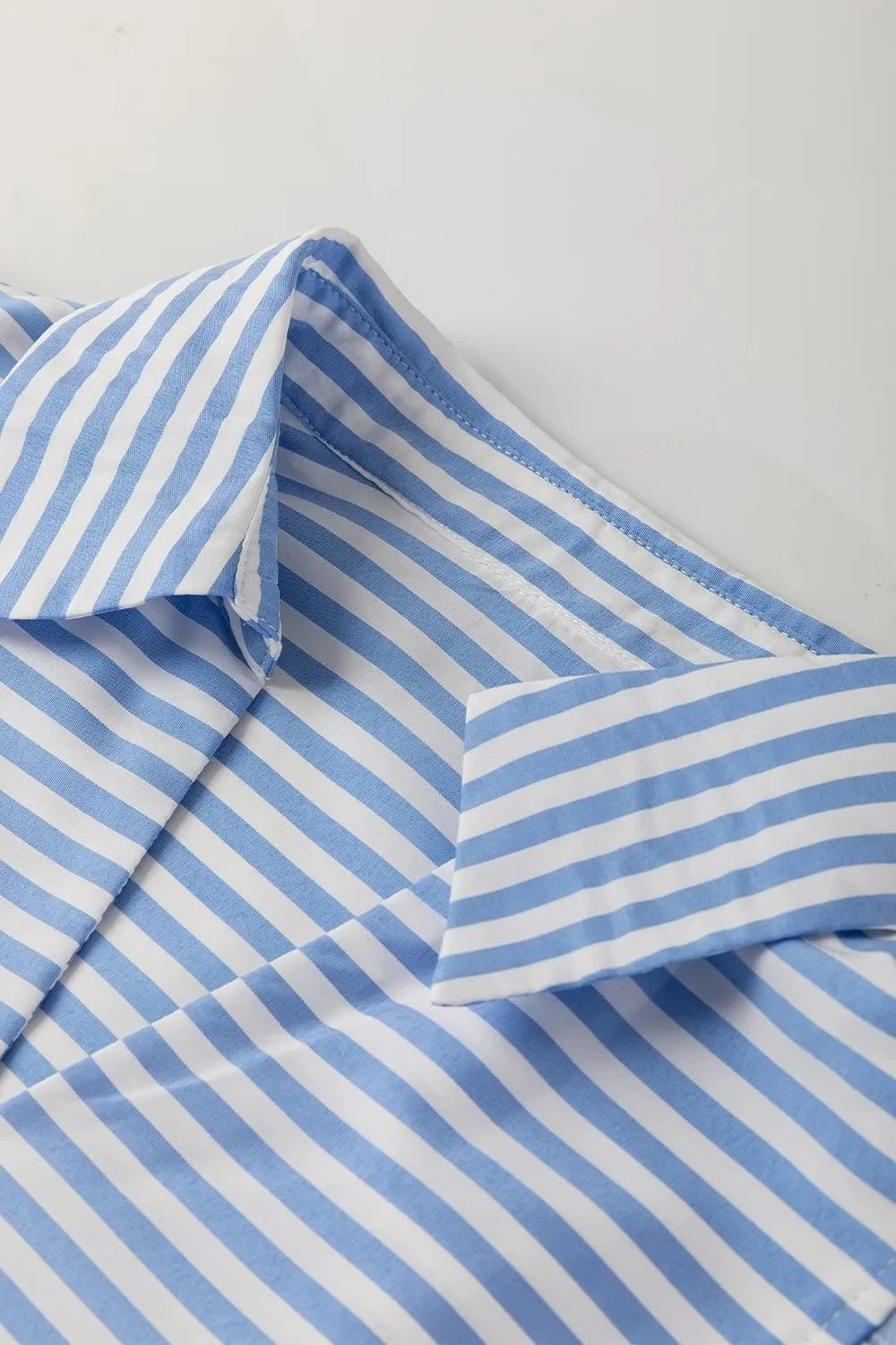 Striped Notched 3/4 Sleeve Blouse