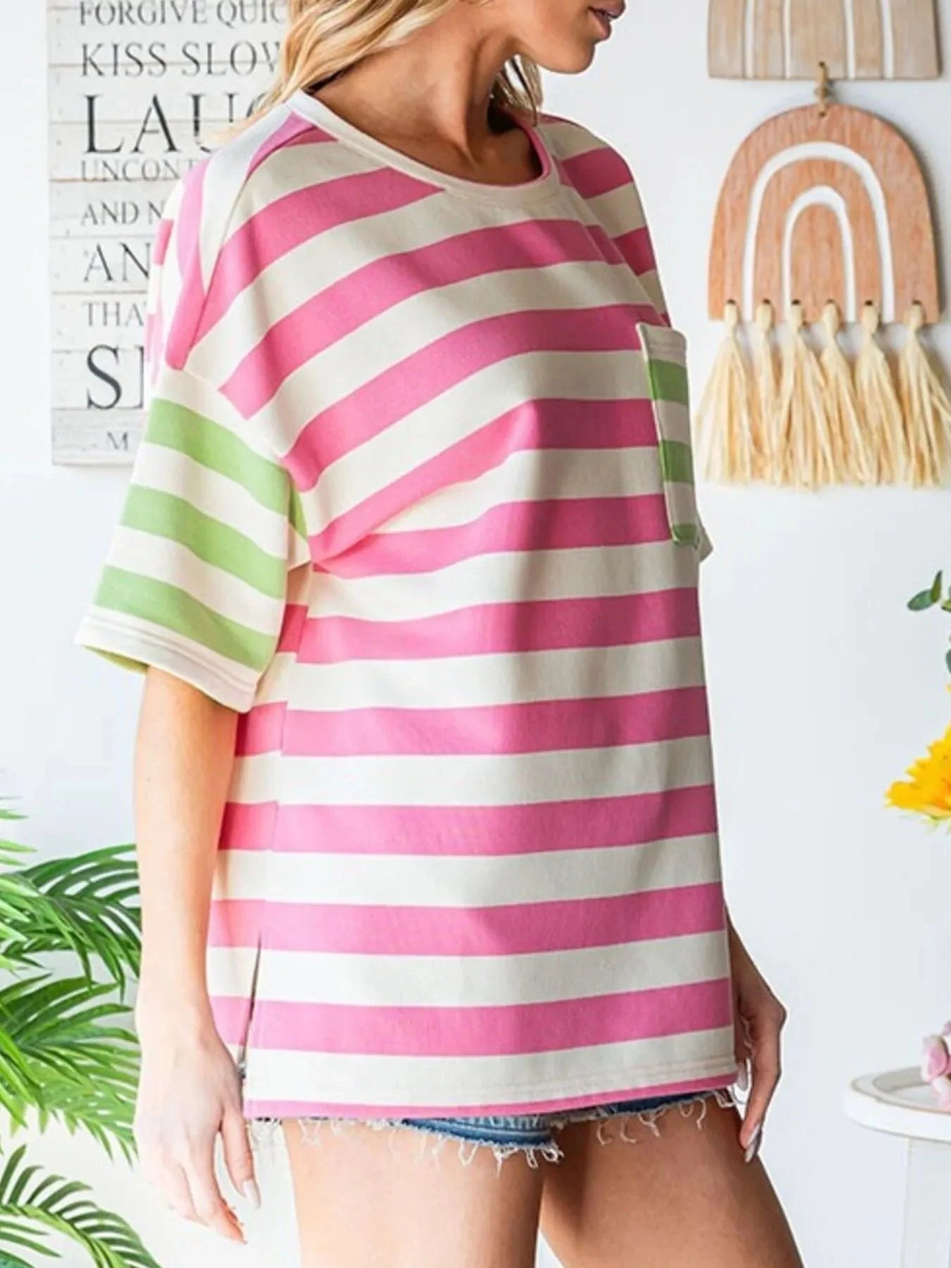 Striped Oversized Short Sleeve T-Shirt