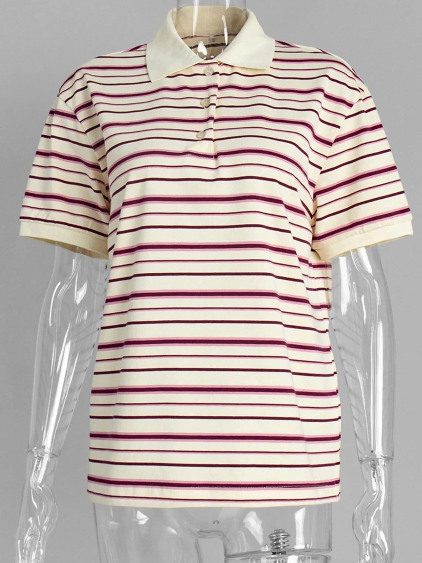 Striped Polo T-Shirt with Contrast Collar