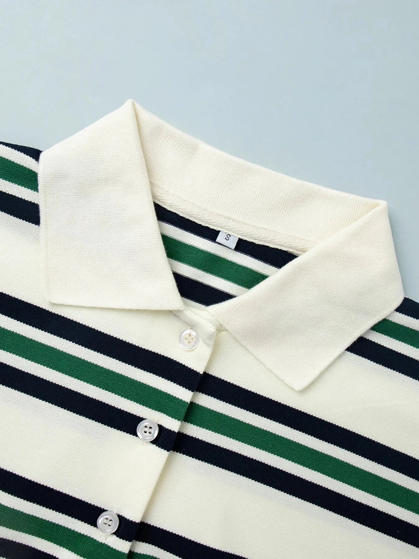 Striped Polo T-Shirt with Contrast Collar