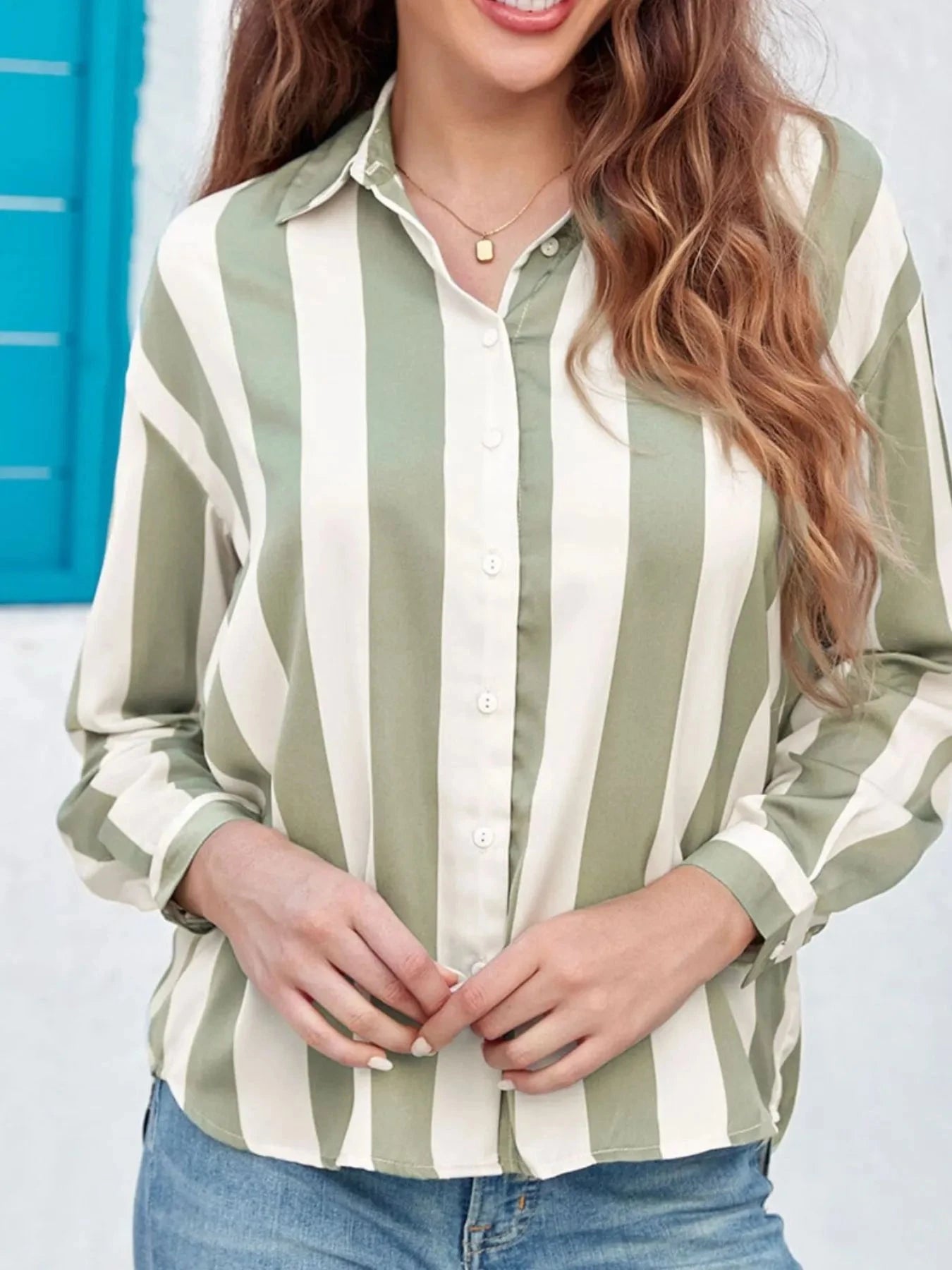 Striped Relaxed Button Up Shirt