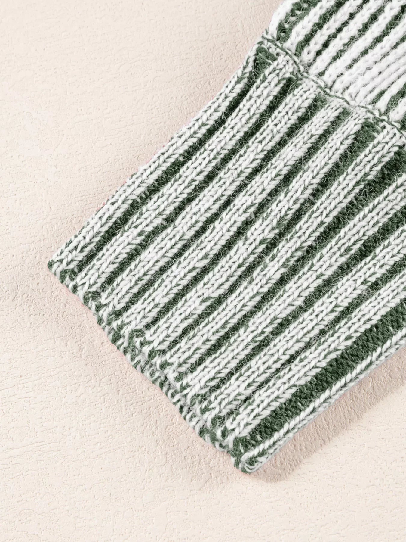 Striped Ribbed Knit Boat Neck Baggy Sweater