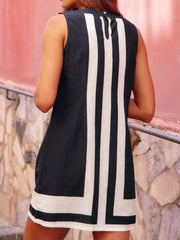 Striped Round Neck Sleeveless Dress