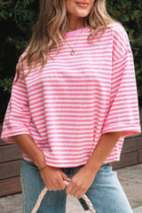 Striped Tie-Back Blouse with Cutout Detail