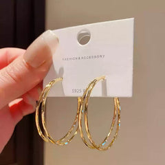 Stylish Gold Tone Double Hoop Earrings