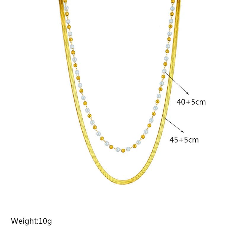 Stylish Multilayer Snake and Pearl Chains Necklace N1934