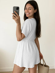 Surplice Half Sleeve Wrap Romper