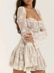 Sweetheart Neck Lace Mini Dress