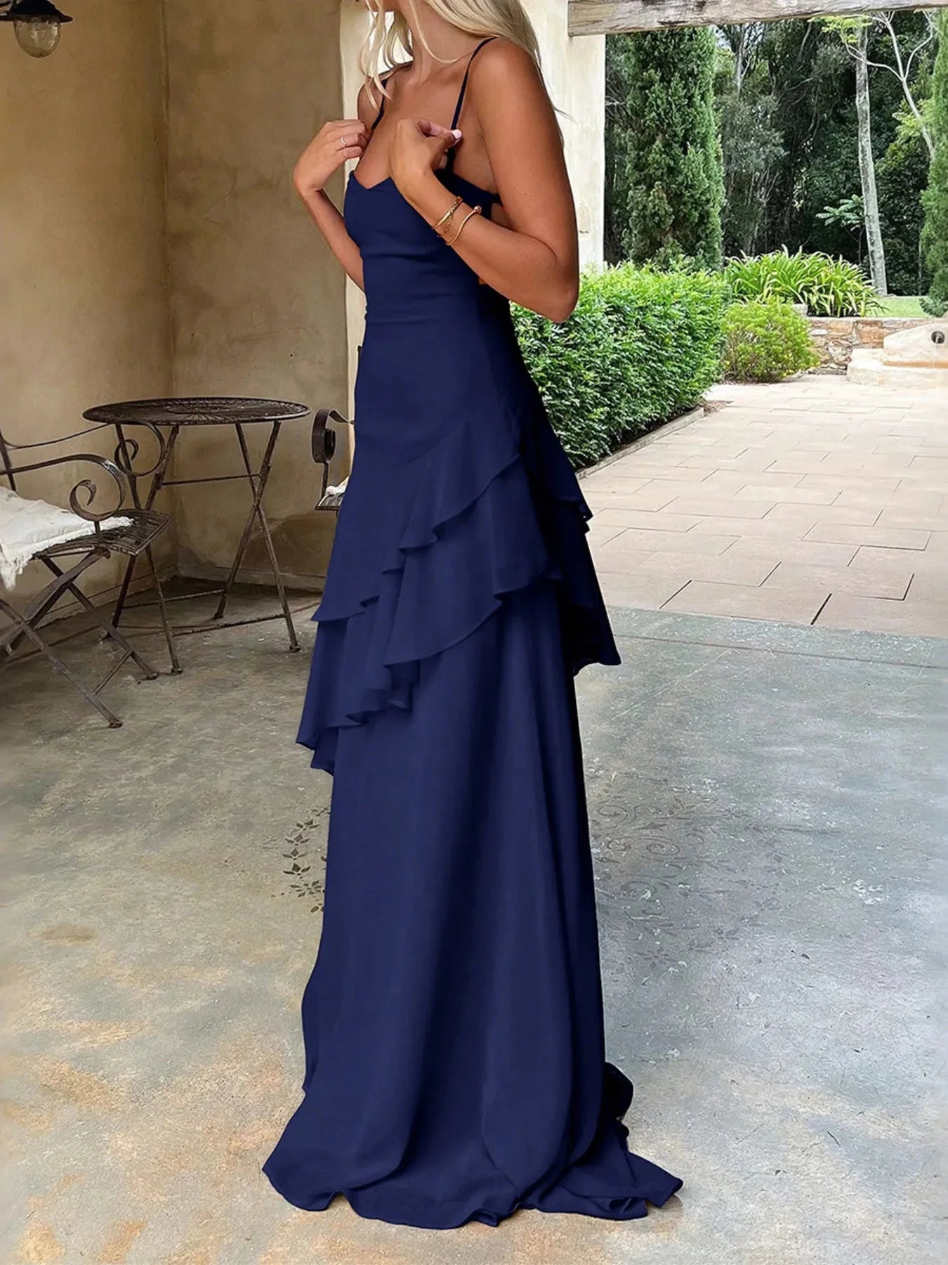 Sweetheart Neck Ruffled Maxi Cami Dress