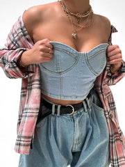 Sweetheart Neck Tube Top and Shorts Denim Set