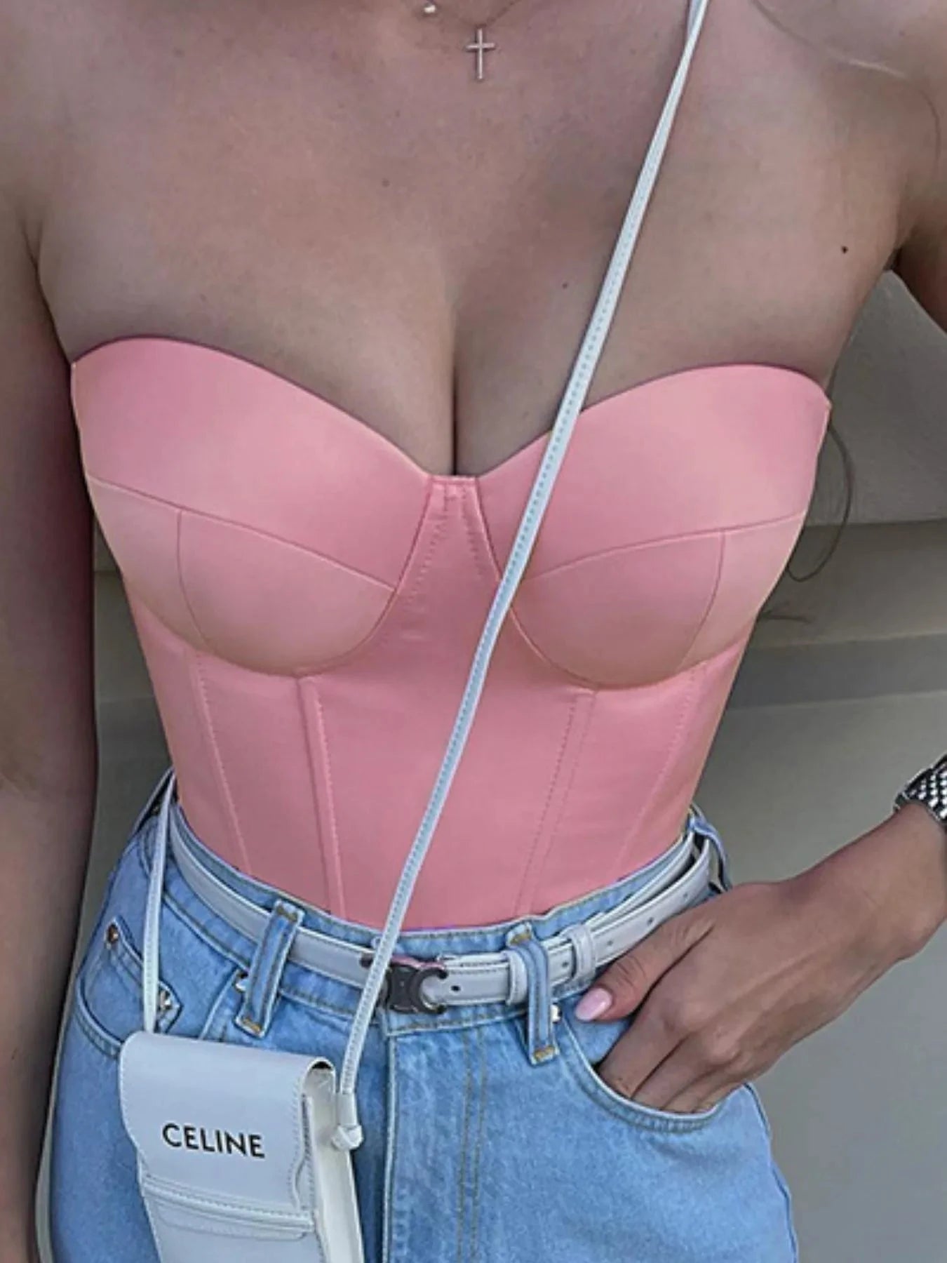 Sweetheart Neck Tube Top Pink / S