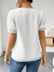 Swiss Dot Short Sleeve Blouse