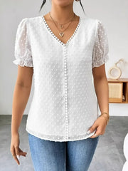 Swiss Dot Short Sleeve Blouse White / S