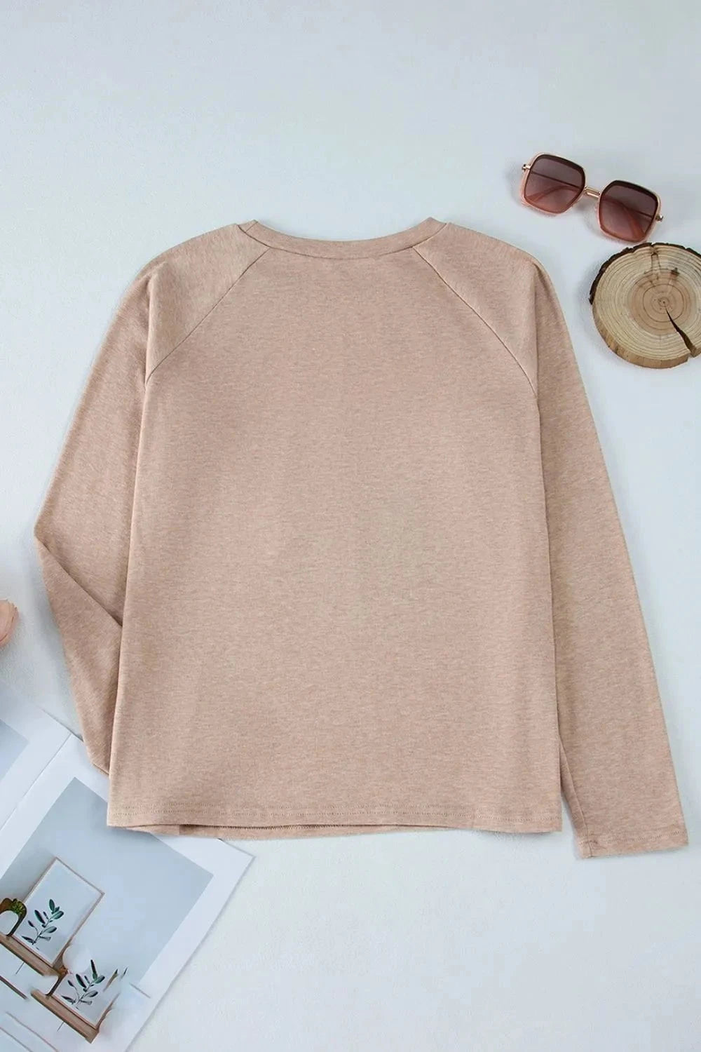 Texture Round Neck Long Sleeve T-Shirt