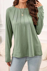 Texture Round Neck Long Sleeve T-Shirt
