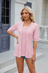 Texture Square Neck Half Sleeve Blouse