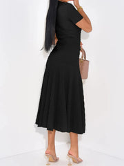 Textured Knit Short Sleeve Dress