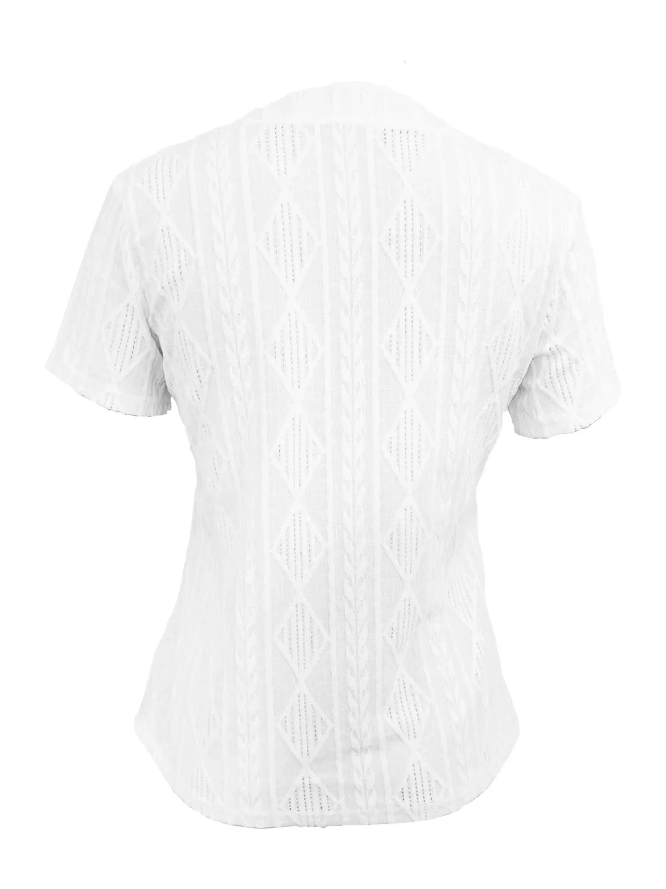 Textured Notched Short Sleeve Blouse