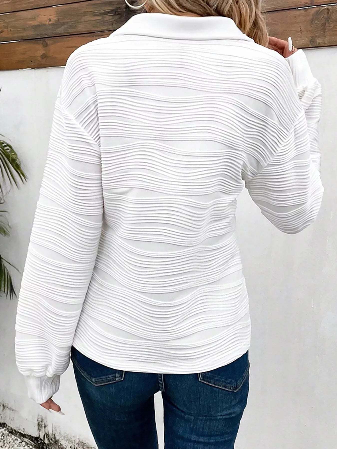 Textured Quarter Zip Sweatshirt