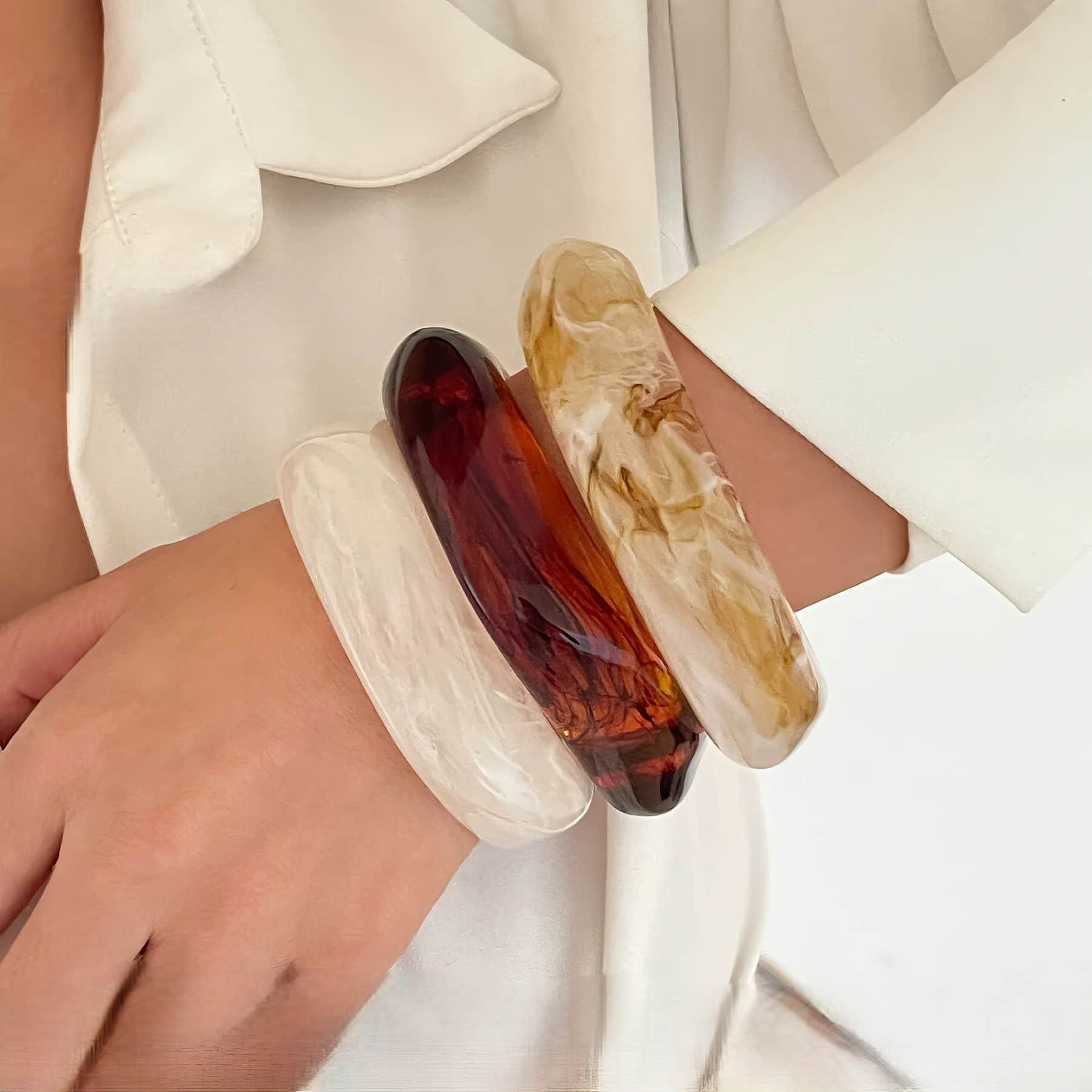 Thick Marbled and Solid Resin Bangle