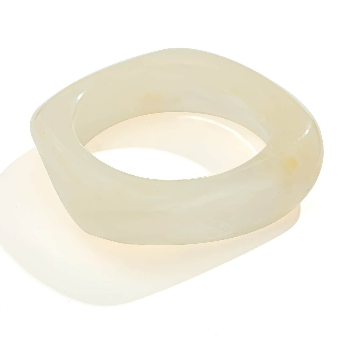 Thick Marbled and Solid Resin Bangle White