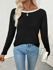 Tie Back Long Sleeve Top Black / S