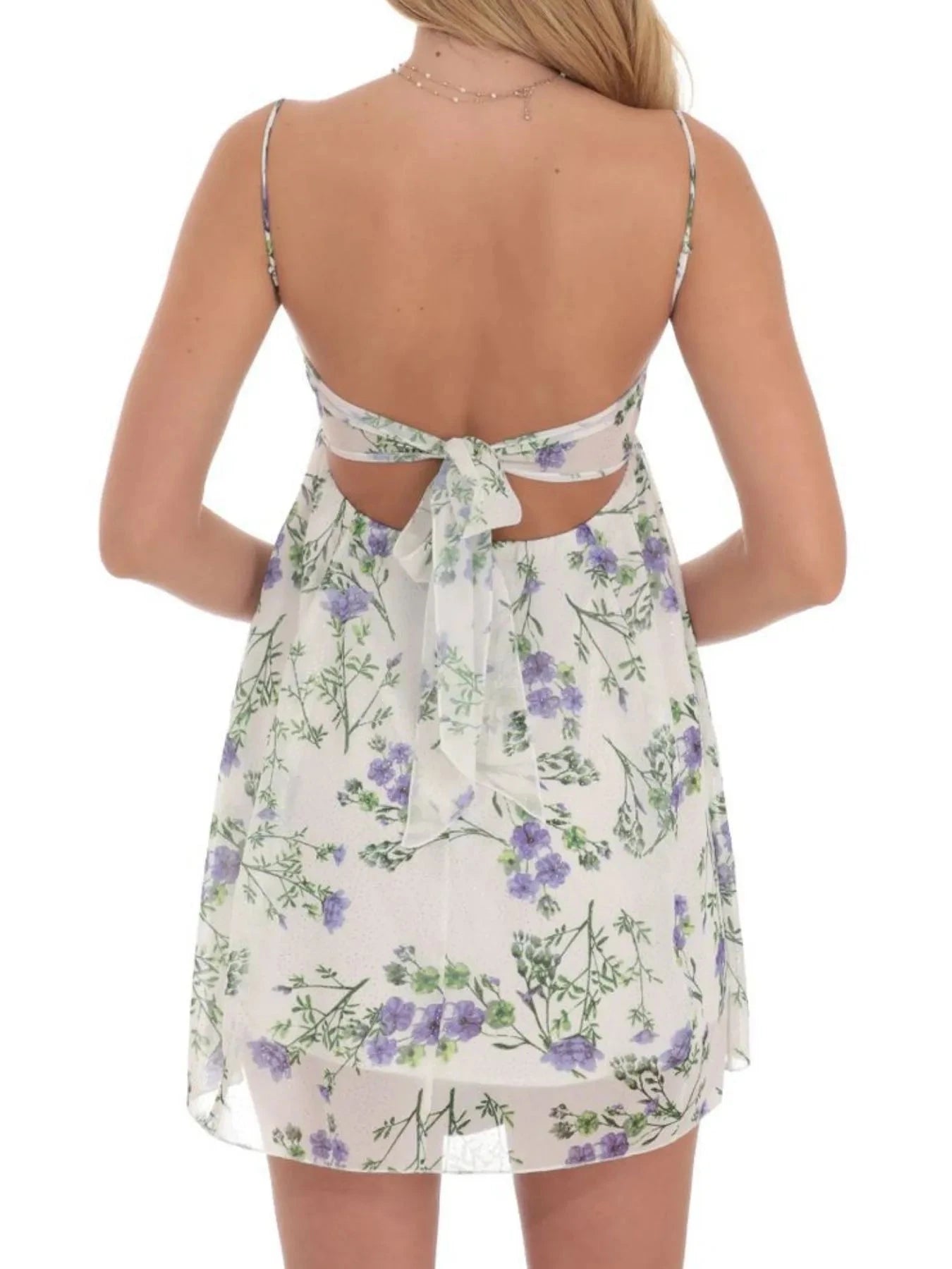 Tie Back Spaghetti Strap Mini Dress